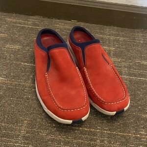 Cole Haan Nike Air Soles Men Red Suede Slip-On Loafers Size 11
